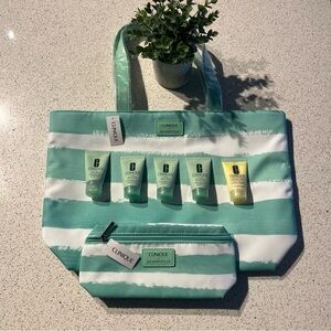CLINIQUE x DRAW BERTSON Collab Bundle - 7 items! Tote with Skincare Collection